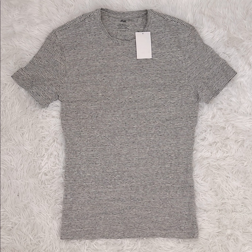 Striped Slim Fit Gray T-Shirt